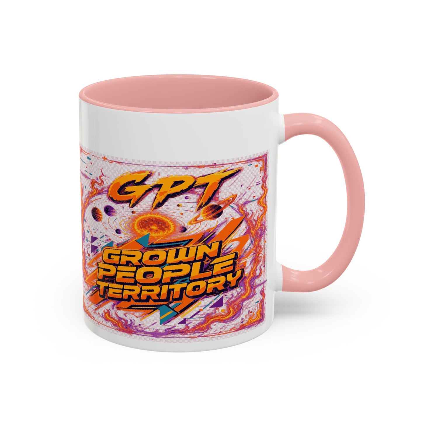 Accent Coffee Mug — "GPT: Grown People Territory" Bold Graphic Coffee Cup
