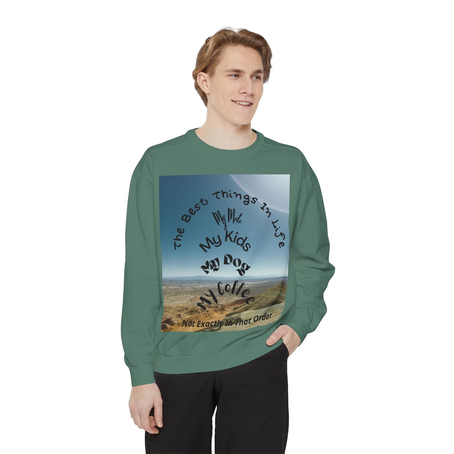Coastal Family Vibes Sweatshirt — "The Best Things in Life" Graphic Crewneck