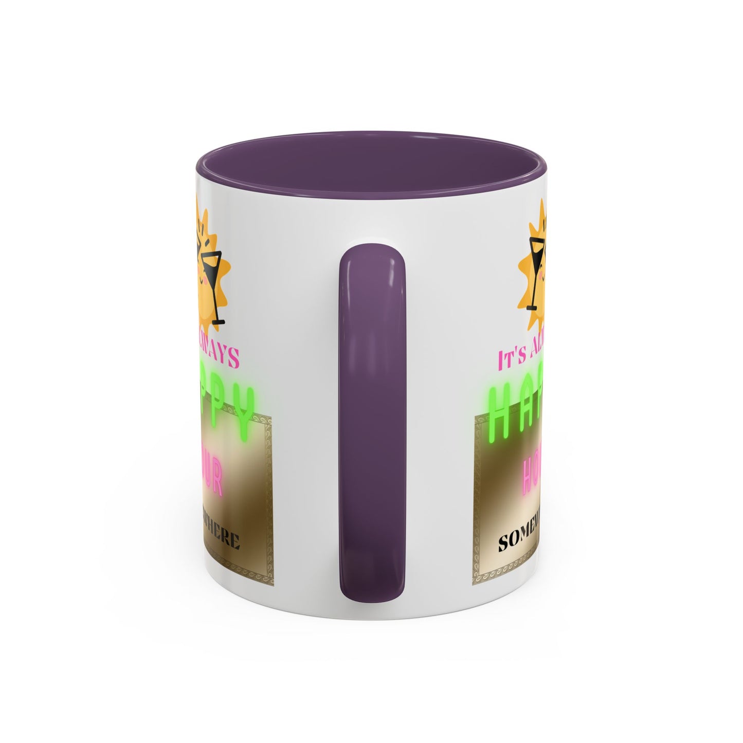 Coffee Mug — "It's Always Happy Hour Somewhere" Neon Sun Cocktail Accent Mug