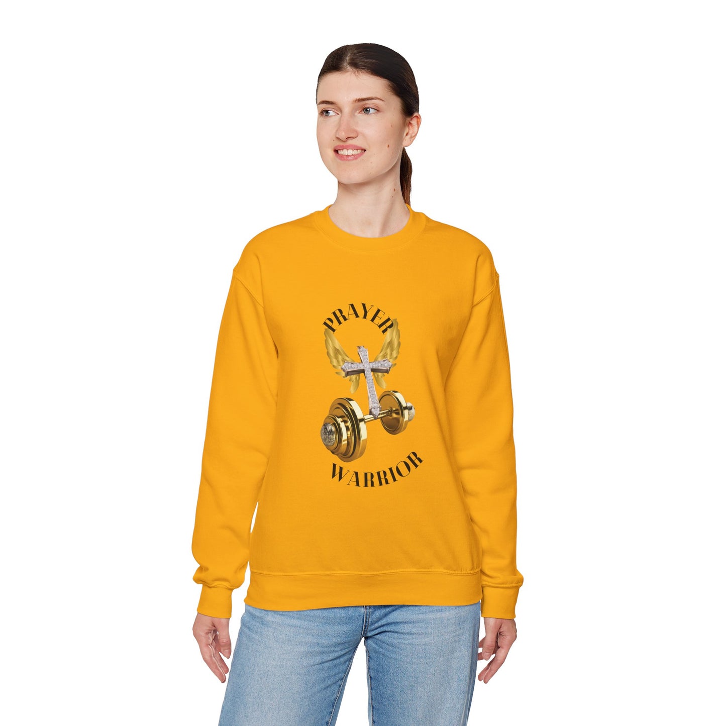 Holy Sweatshirt for "Prayer Warriors" Gold Weights with Wings  and Holy Cross