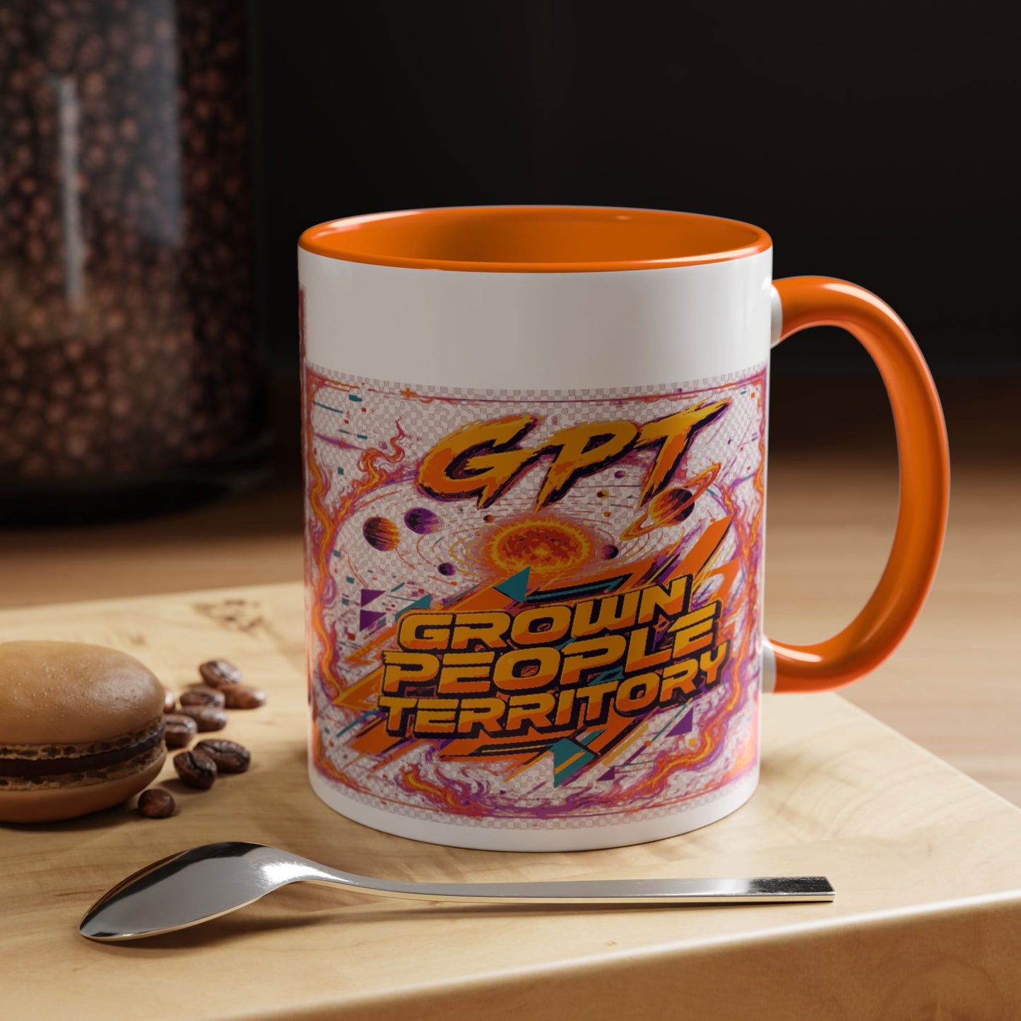 Accent Coffee Mug — "GPT: Grown People Territory" Bold Graphic Coffee Cup