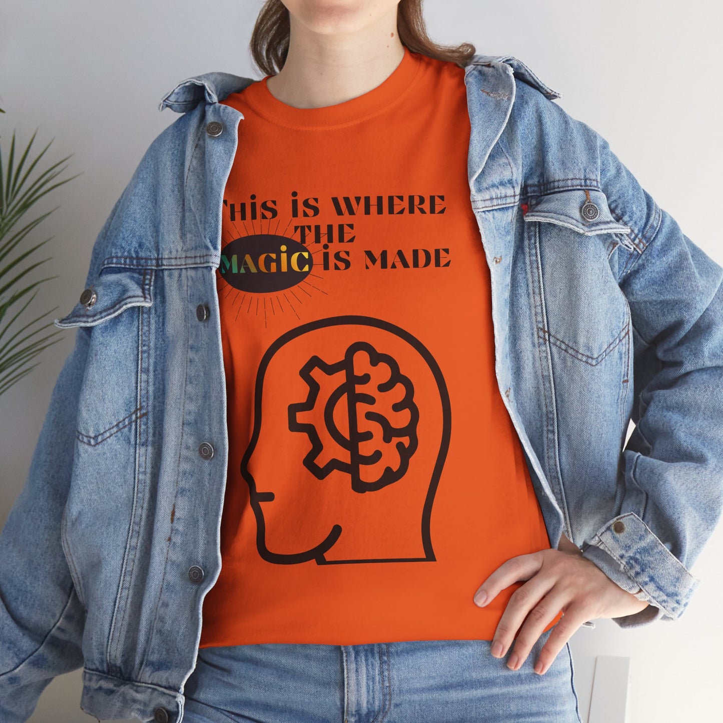 Brain + Gear Tee — "This Is Where the Magic Is Made" Creative Mind T-Shirt