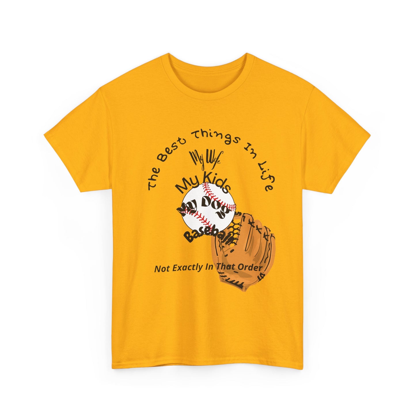 Baseball Fan Tee — "The Best Things In Life" Glove & Ball Design