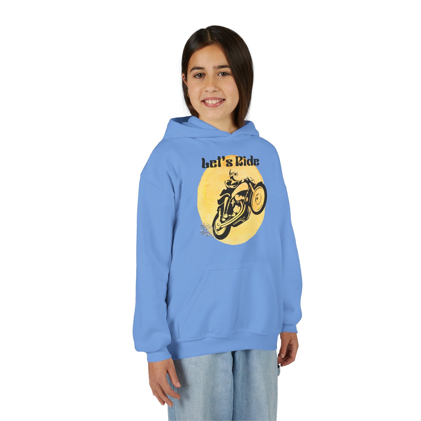 Youth Hoodie - "Let's Ride" Vintage Motorcycle Graphic