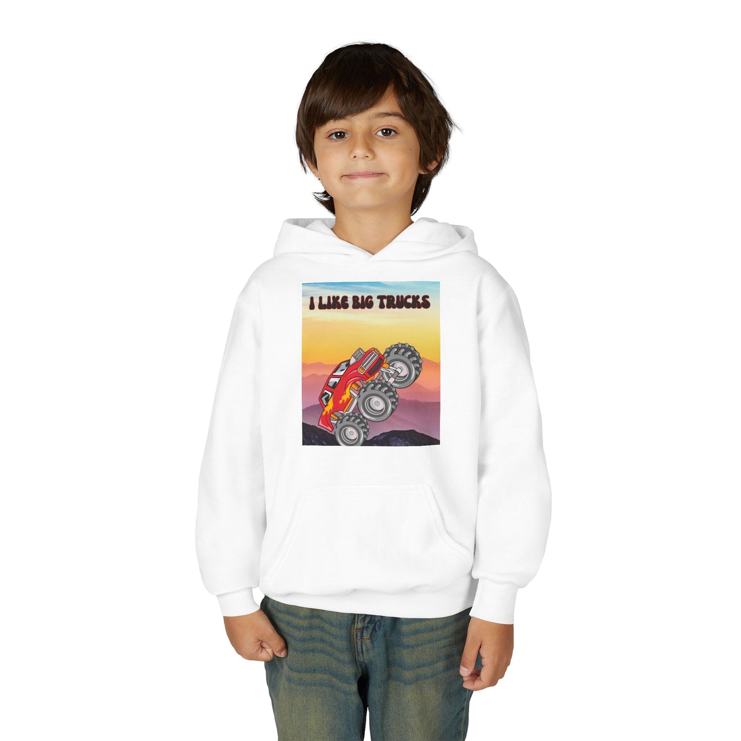 Youth Hoodie — "I Like Big Trucks" Monster Truck Graphic