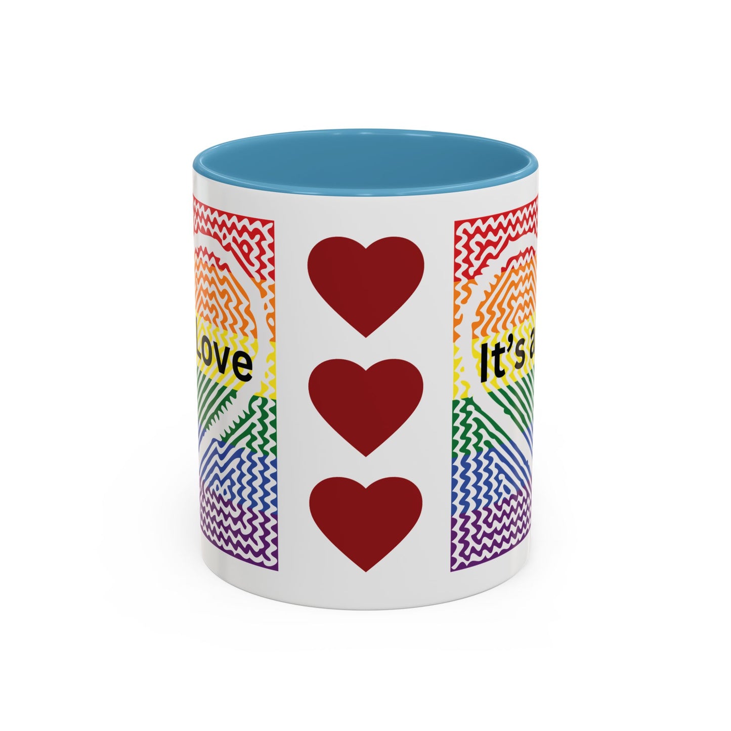 It's All Love Rainbow Heart Coffee Mug — Pride Accent Mug (11/15oz)