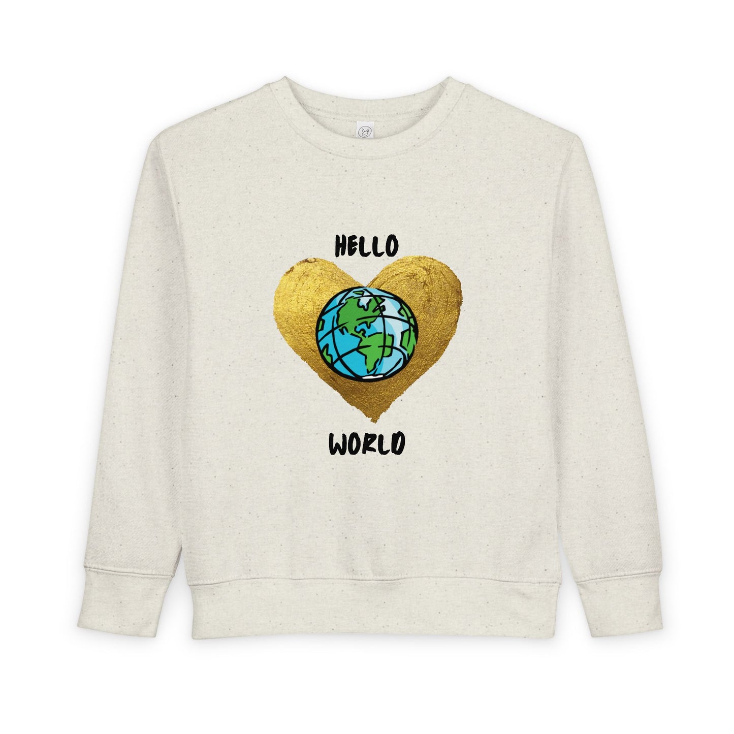 Toddler Sweatshirt - "Hello World" Earth Heart Graphic