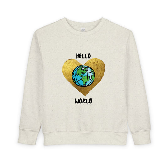 Toddler Sweatshirt - "Hello World" Earth Heart Graphic
