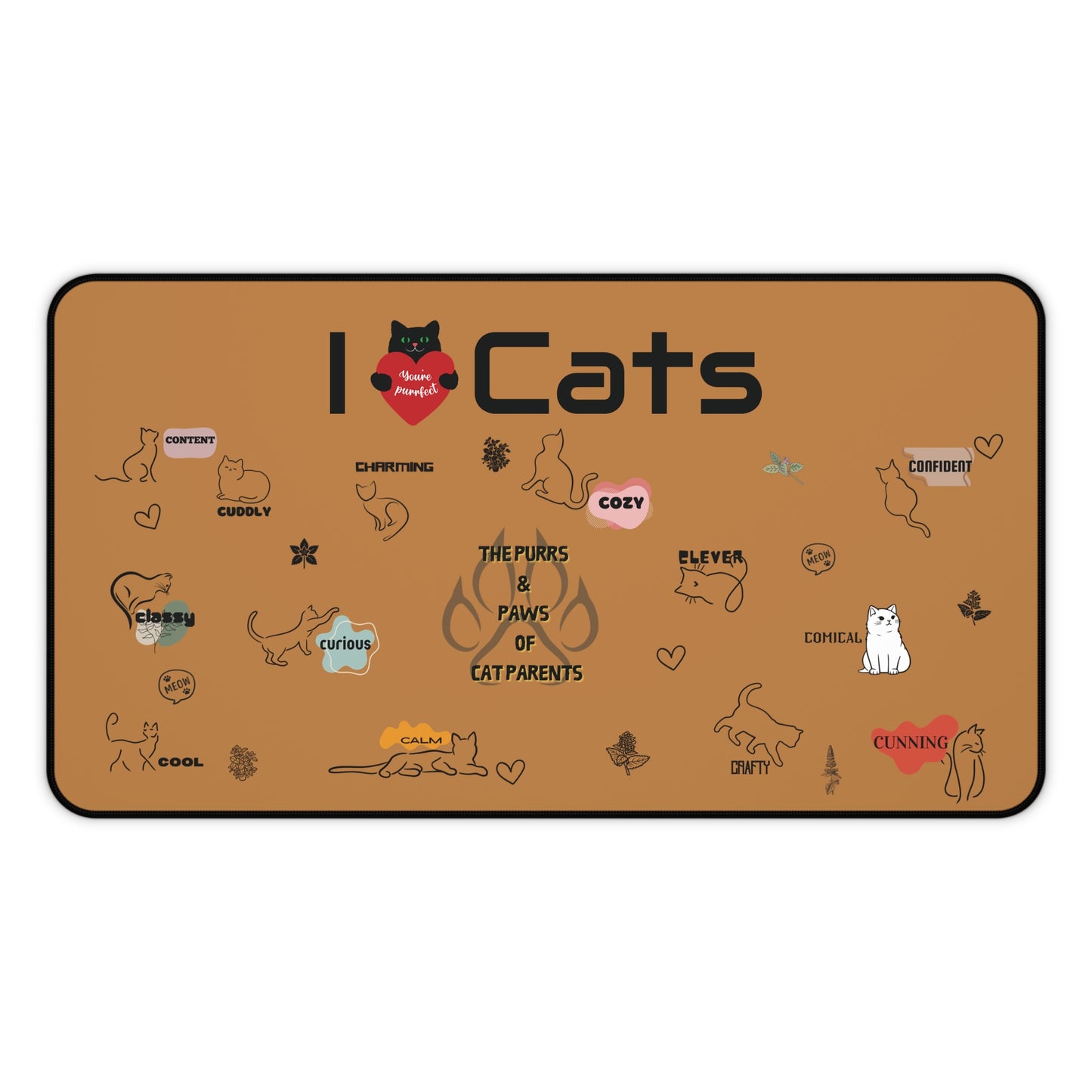 I Love Cats Desk Mat - Cozy Cat-Themed Office Accessory for Cat Lovers
