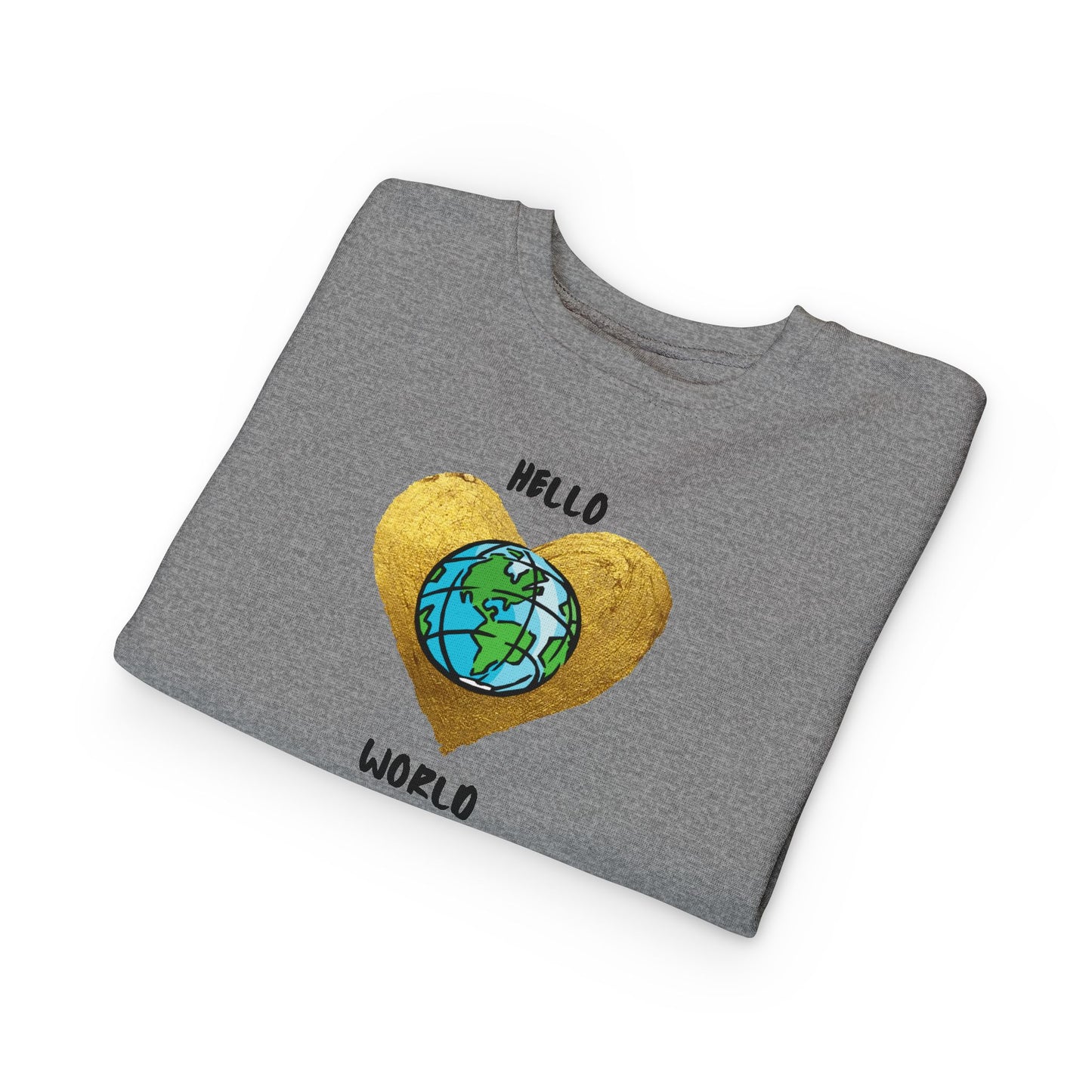 Toddler Sweatshirt - "Hello World" Earth Heart Graphic