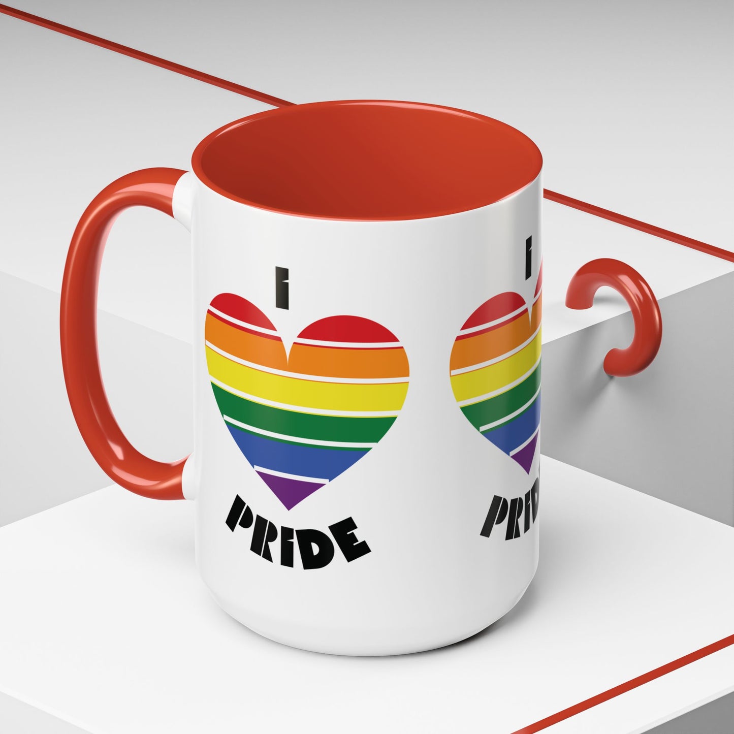 I Heart Pride Accent Coffee Mug – Rainbow Love 11/15oz