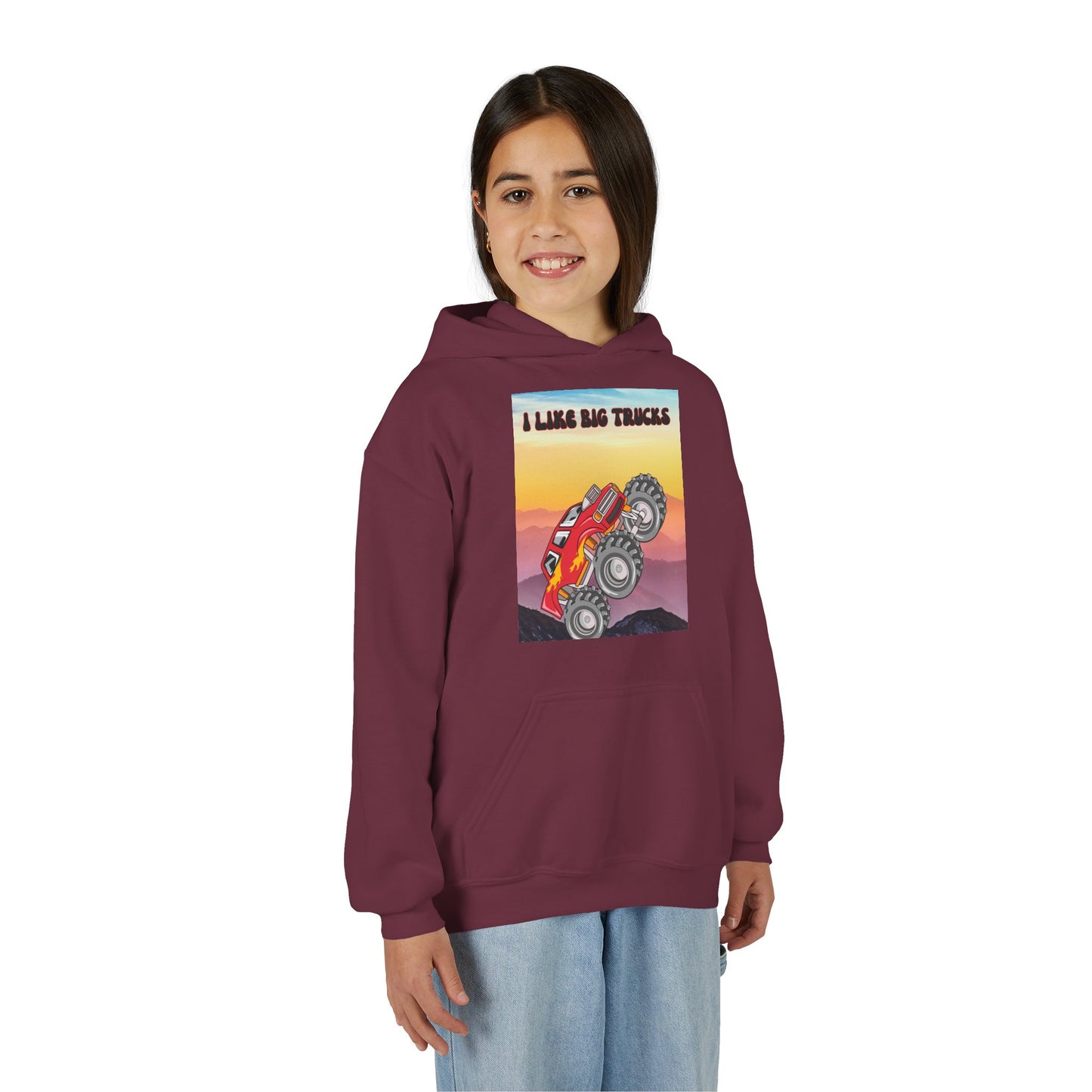 Youth Hoodie — "I Like Big Trucks" Monster Truck Graphic