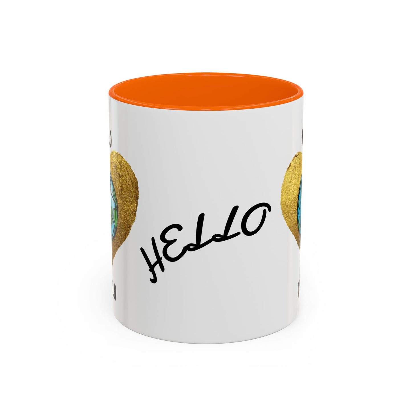 Hello World Coffee Mug — Heart Globe Accent 11oz