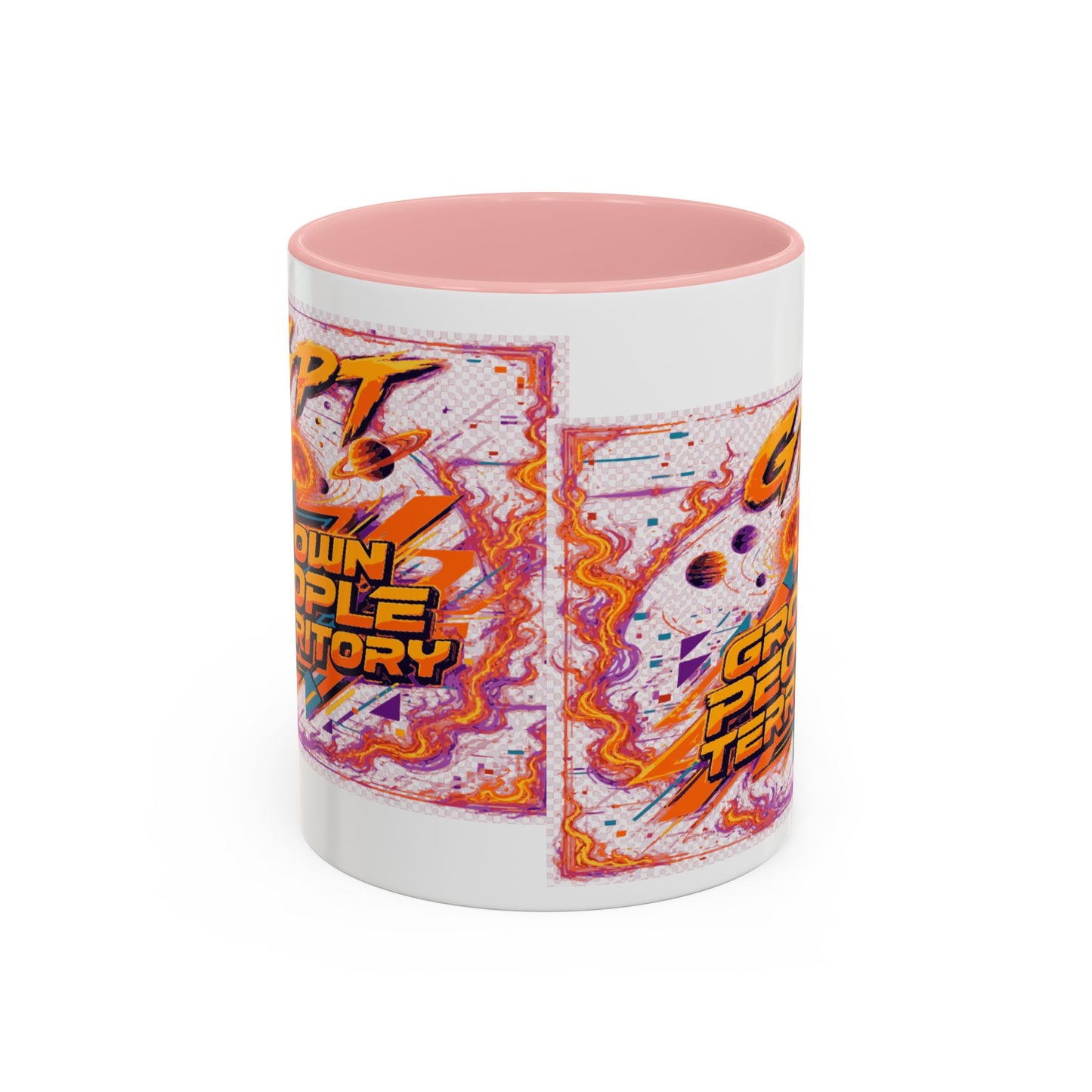 Accent Coffee Mug — "GPT: Grown People Territory" Bold Graphic Coffee Cup