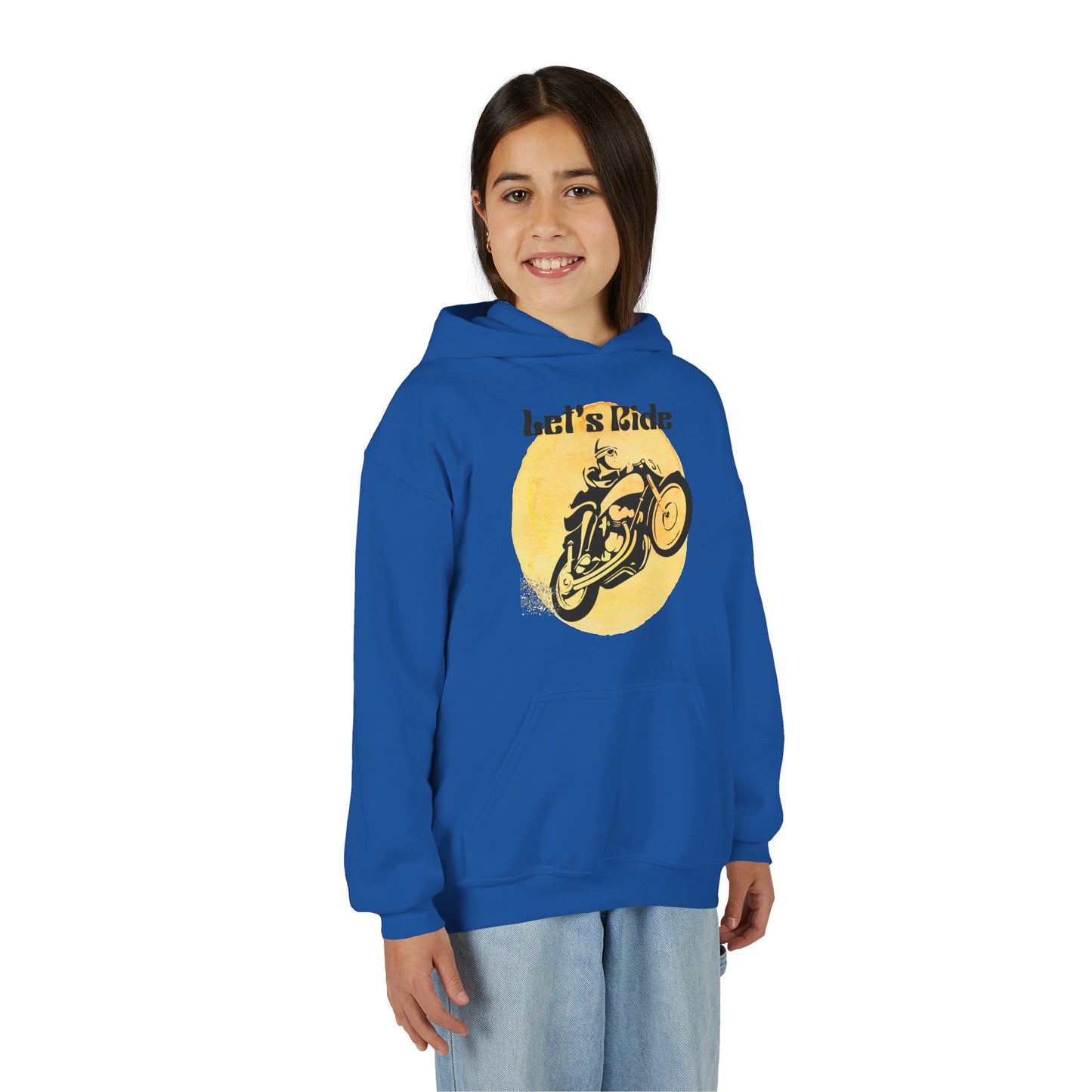Youth Hoodie - "Let's Ride" Vintage Motorcycle Graphic