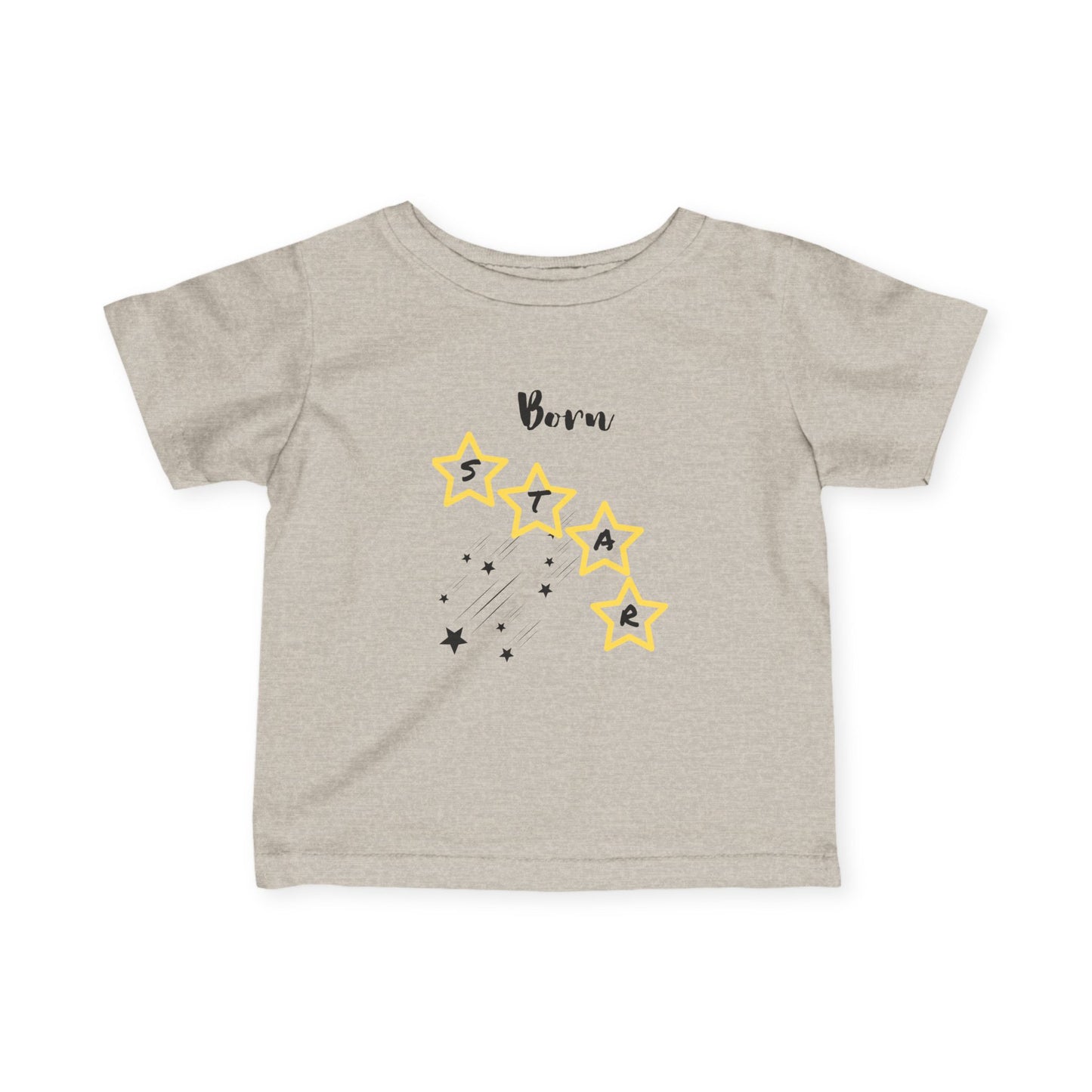 Infant Tee — "Born Star" Yellow Star Graphic Baby Shirt