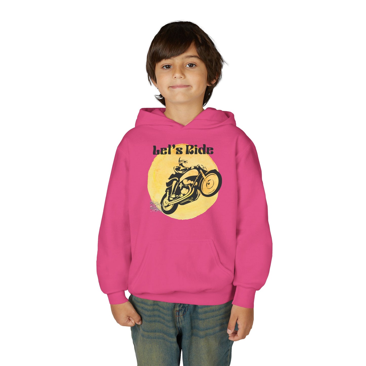 Youth Hoodie - "Let's Ride" Vintage Motorcycle Graphic