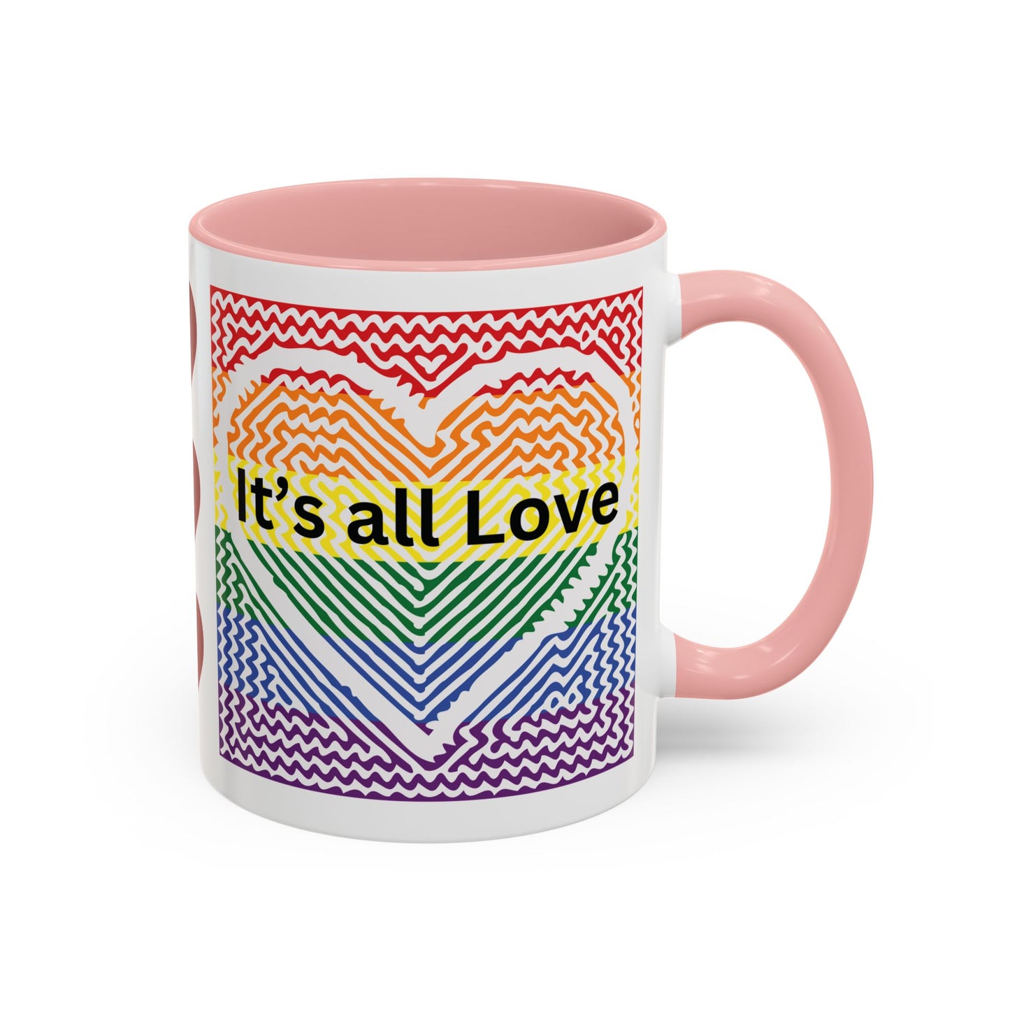 It's All Love Rainbow Heart Coffee Mug — Pride Accent Mug (11/15oz)