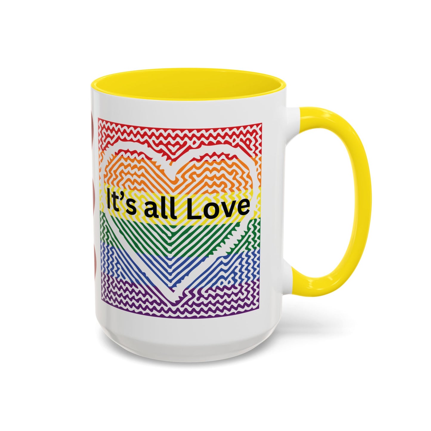 It's All Love Rainbow Heart Coffee Mug — Pride Accent Mug (11/15oz)
