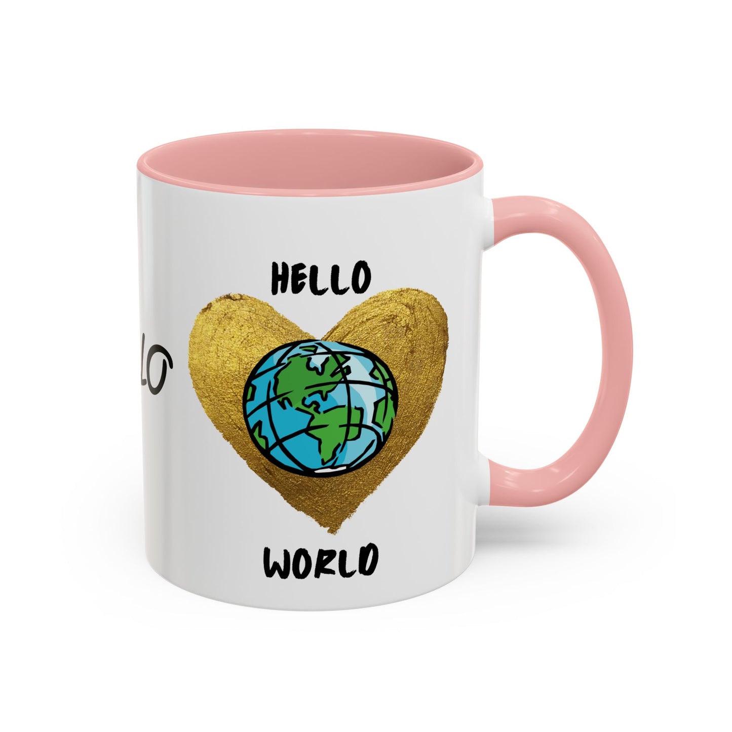 Hello World Coffee Mug — Heart Globe Accent 11oz