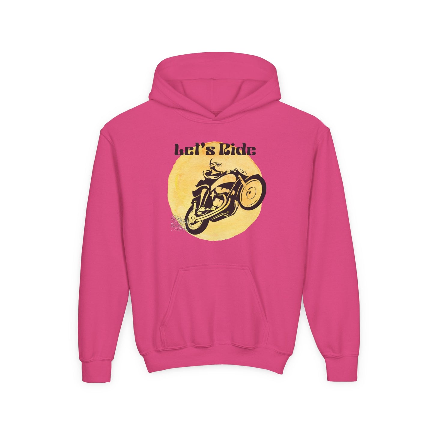 Youth Hoodie - "Let's Ride" Vintage Motorcycle Graphic
