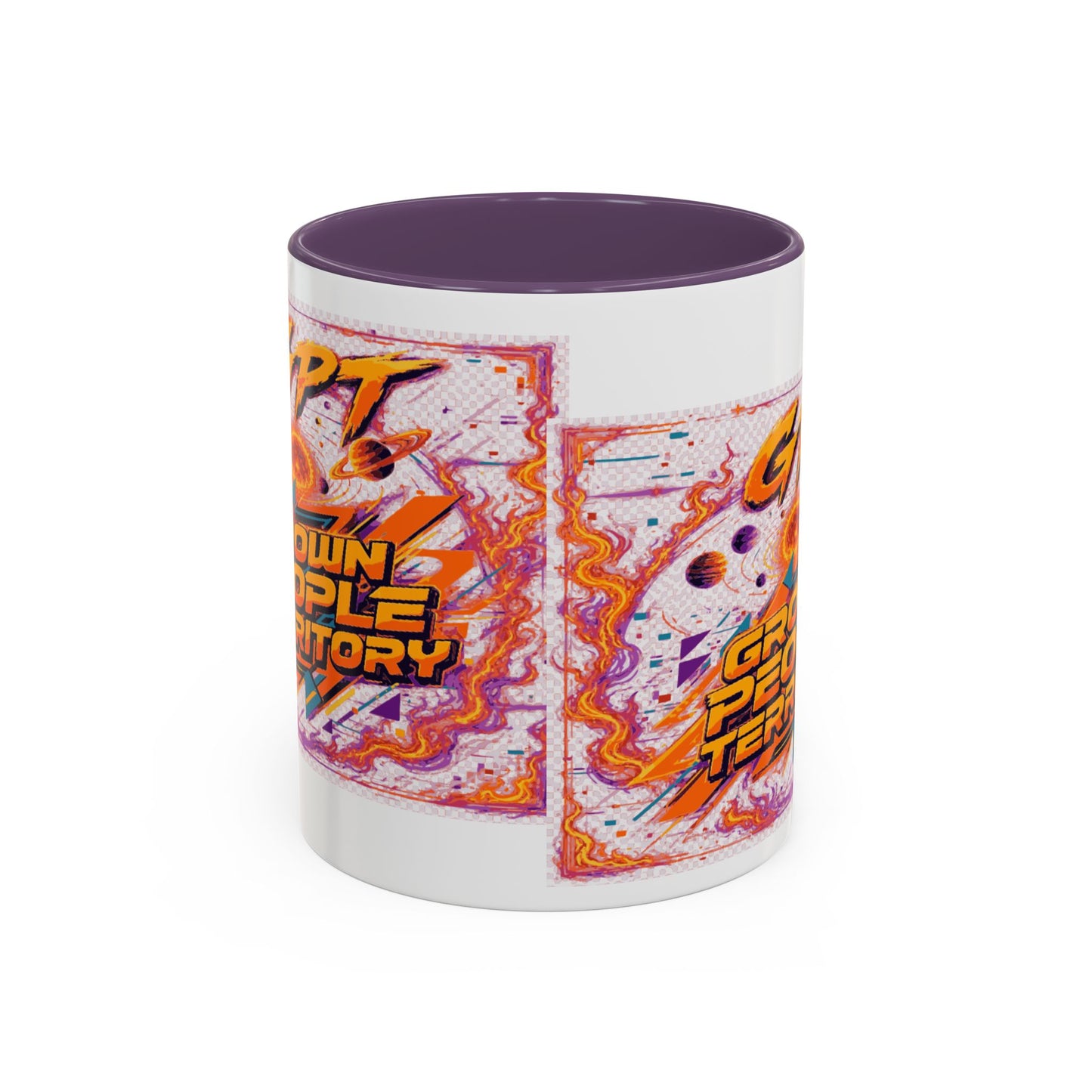 Accent Coffee Mug — "GPT: Grown People Territory" Bold Graphic Coffee Cup