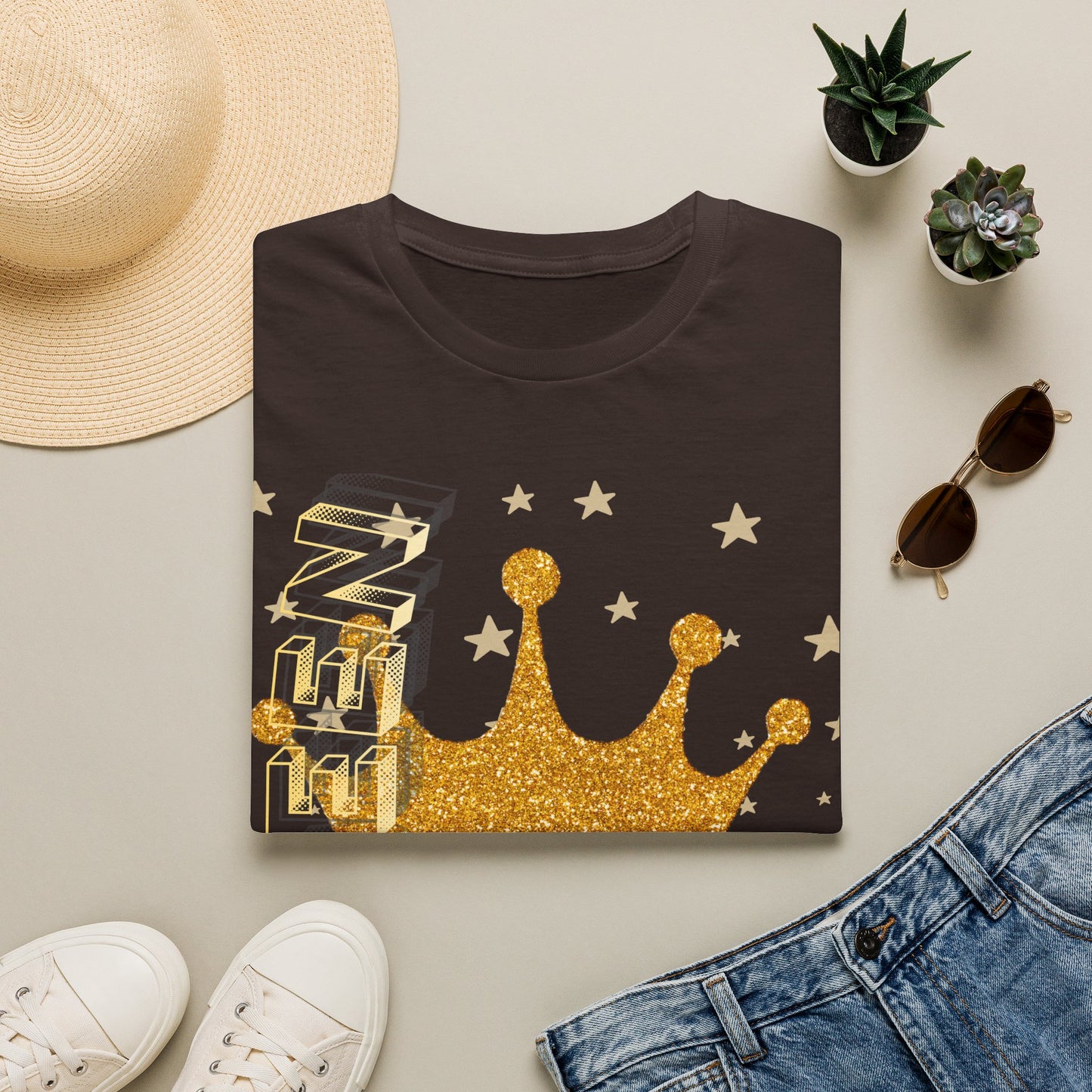Gold Crown Tee — Glitter Queen Graphic T-Shirt