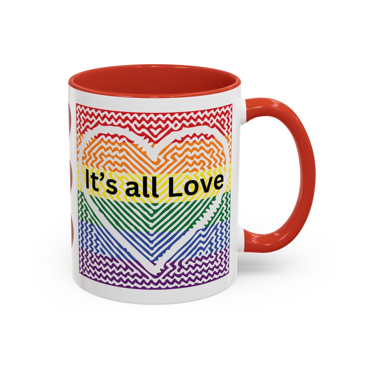 It's All Love Rainbow Heart Coffee Mug — Pride Accent Mug (11/15oz)