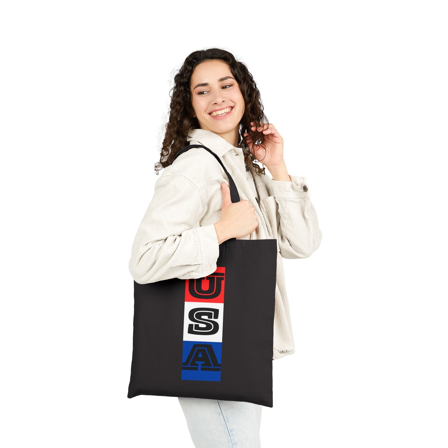 "USA 250" Patriotic Cotton Canvas Tote Bag, Eco-Friendly Shopper, Reusable Grocery Bag