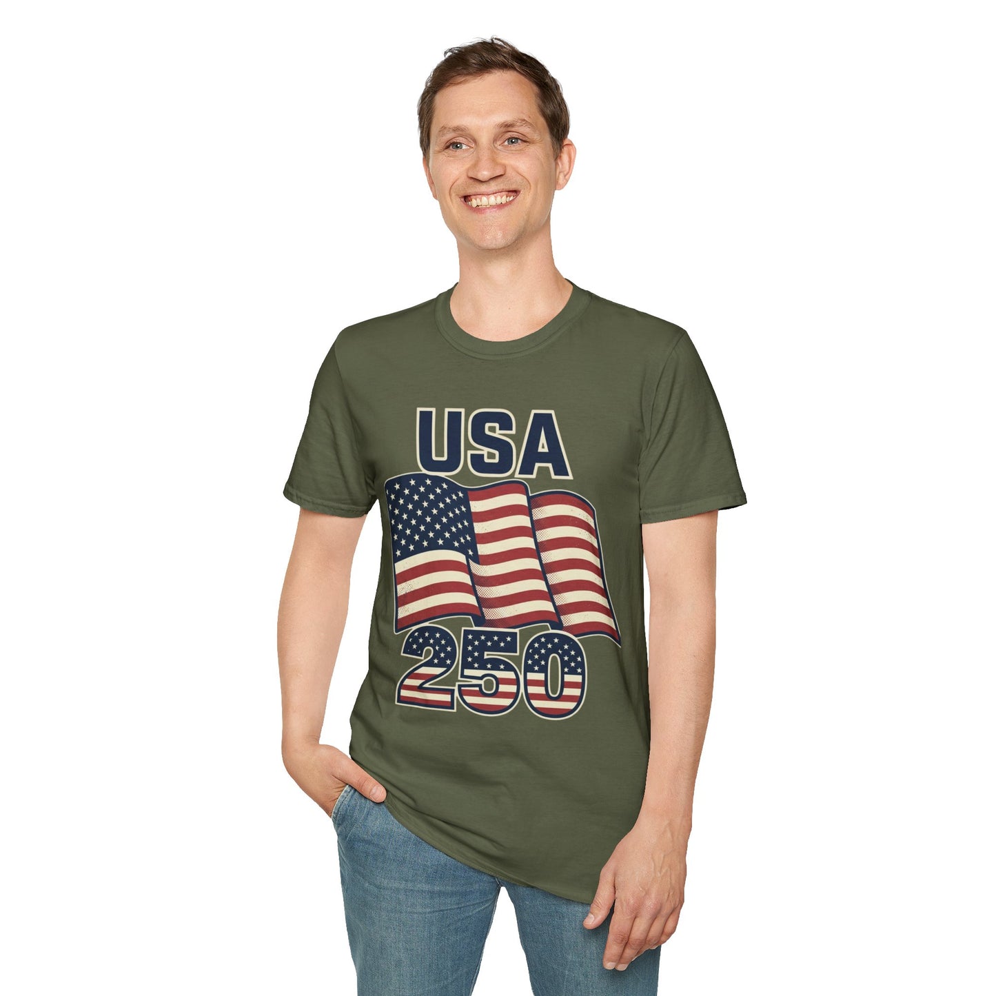 USA Flag T-Shirt — Patriotic 'USA 250' Graphic Tee