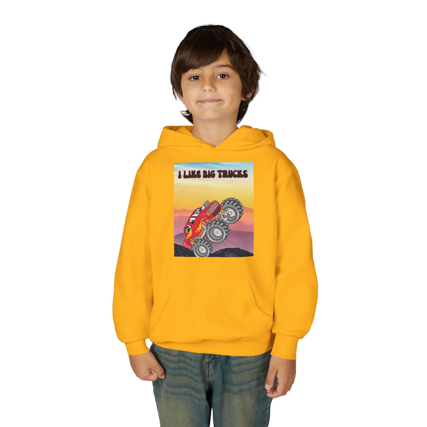 Youth Hoodie — "I Like Big Trucks" Monster Truck Graphic