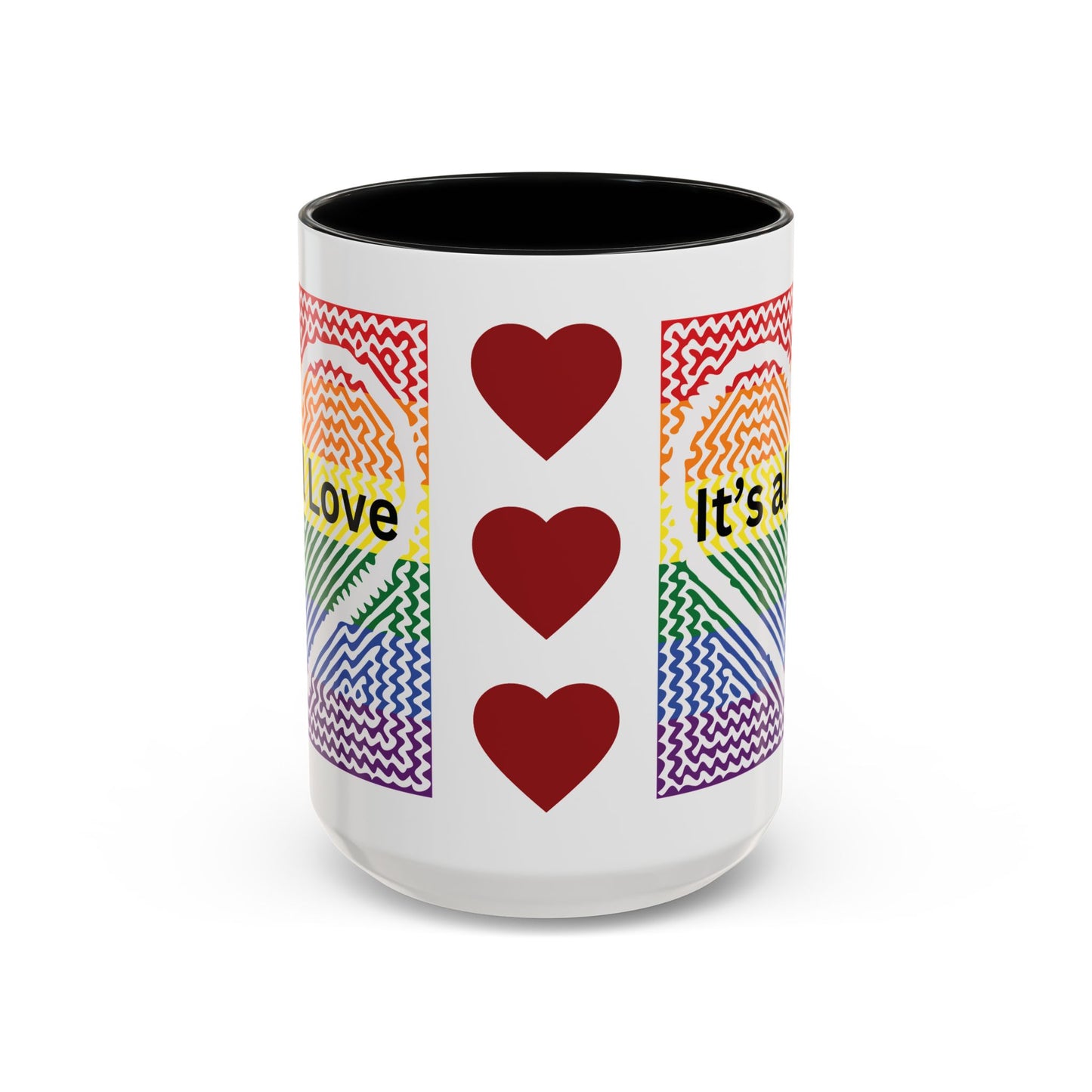 It's All Love Rainbow Heart Coffee Mug — Pride Accent Mug (11/15oz)