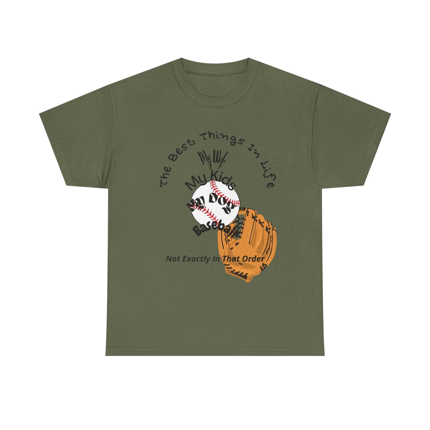 Baseball Fan Tee — "The Best Things In Life" Glove & Ball Design