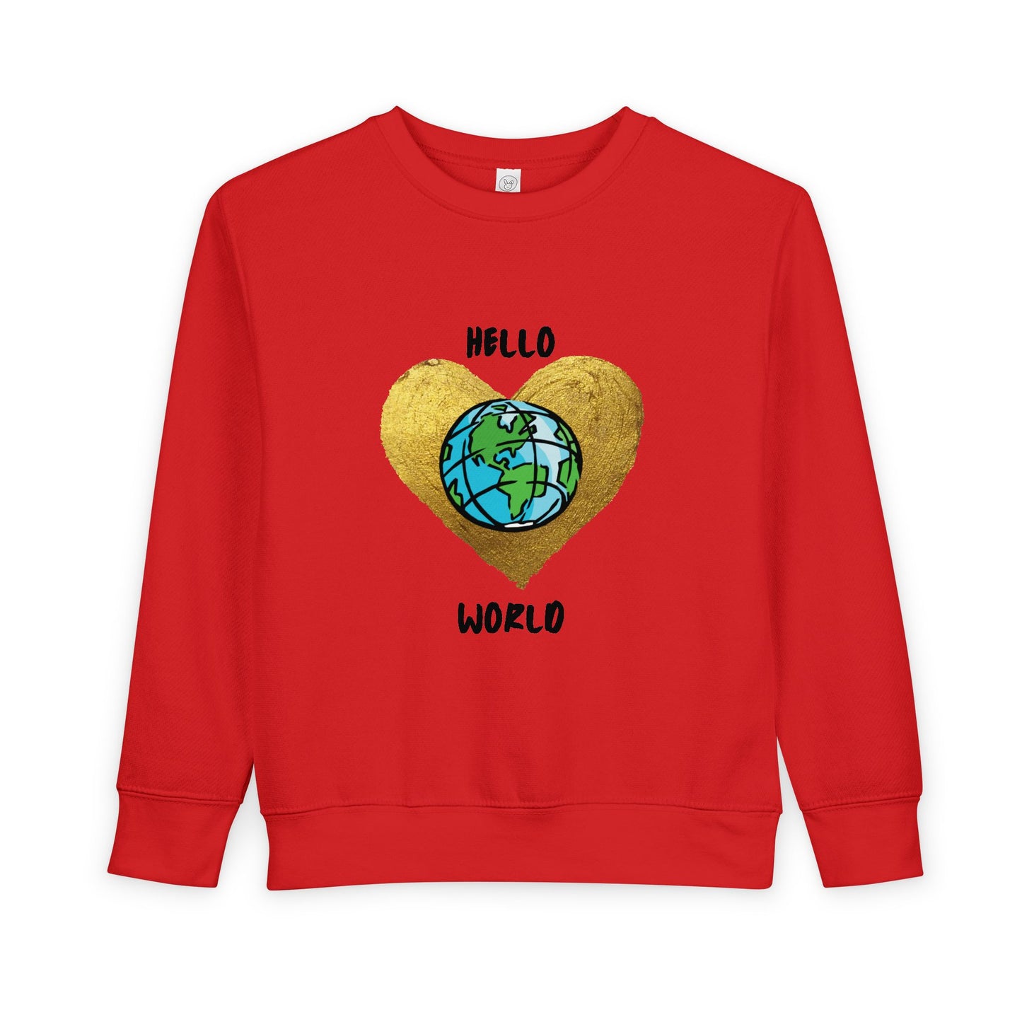 Toddler Sweatshirt - "Hello World" Earth Heart Graphic