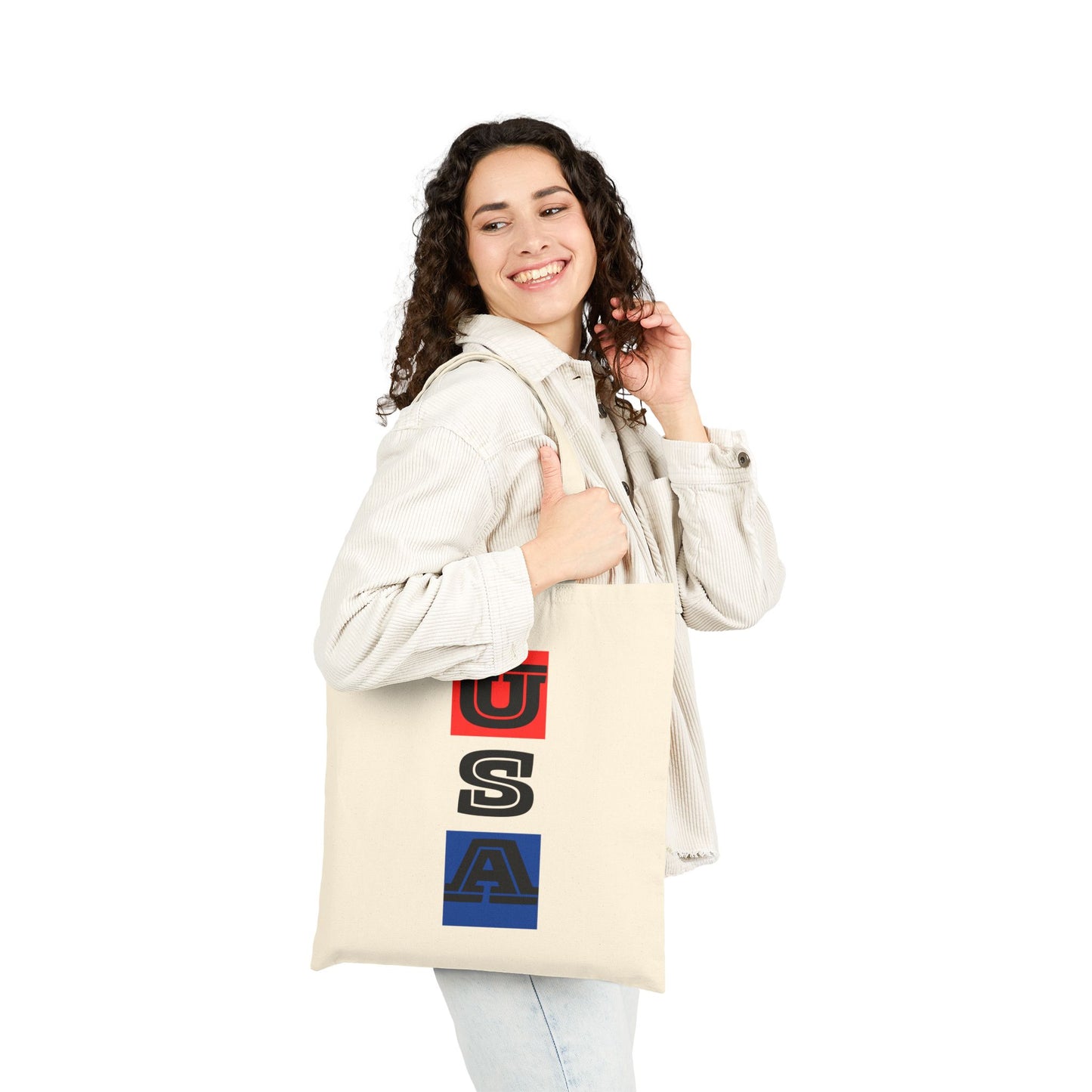"USA 250" Patriotic Cotton Canvas Tote Bag, Eco-Friendly Shopper, Reusable Grocery Bag