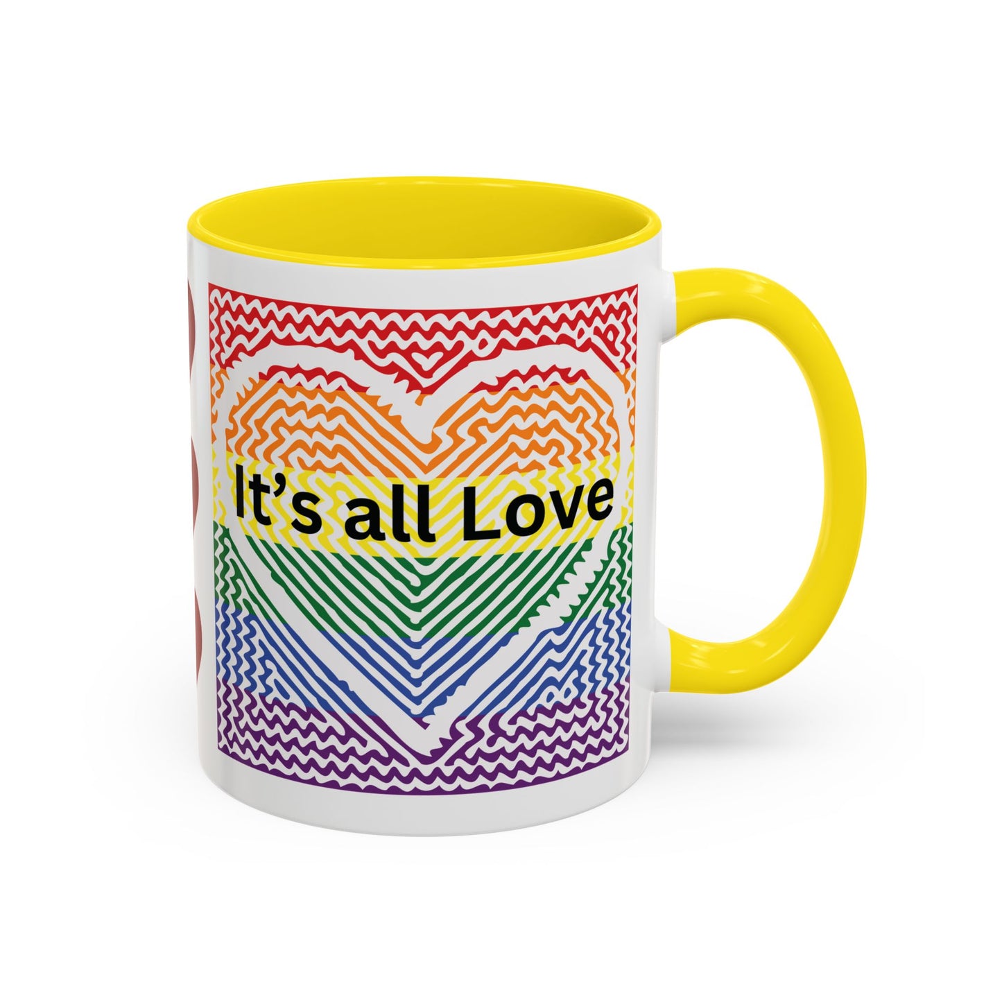 It's All Love Rainbow Heart Coffee Mug — Pride Accent Mug (11/15oz)