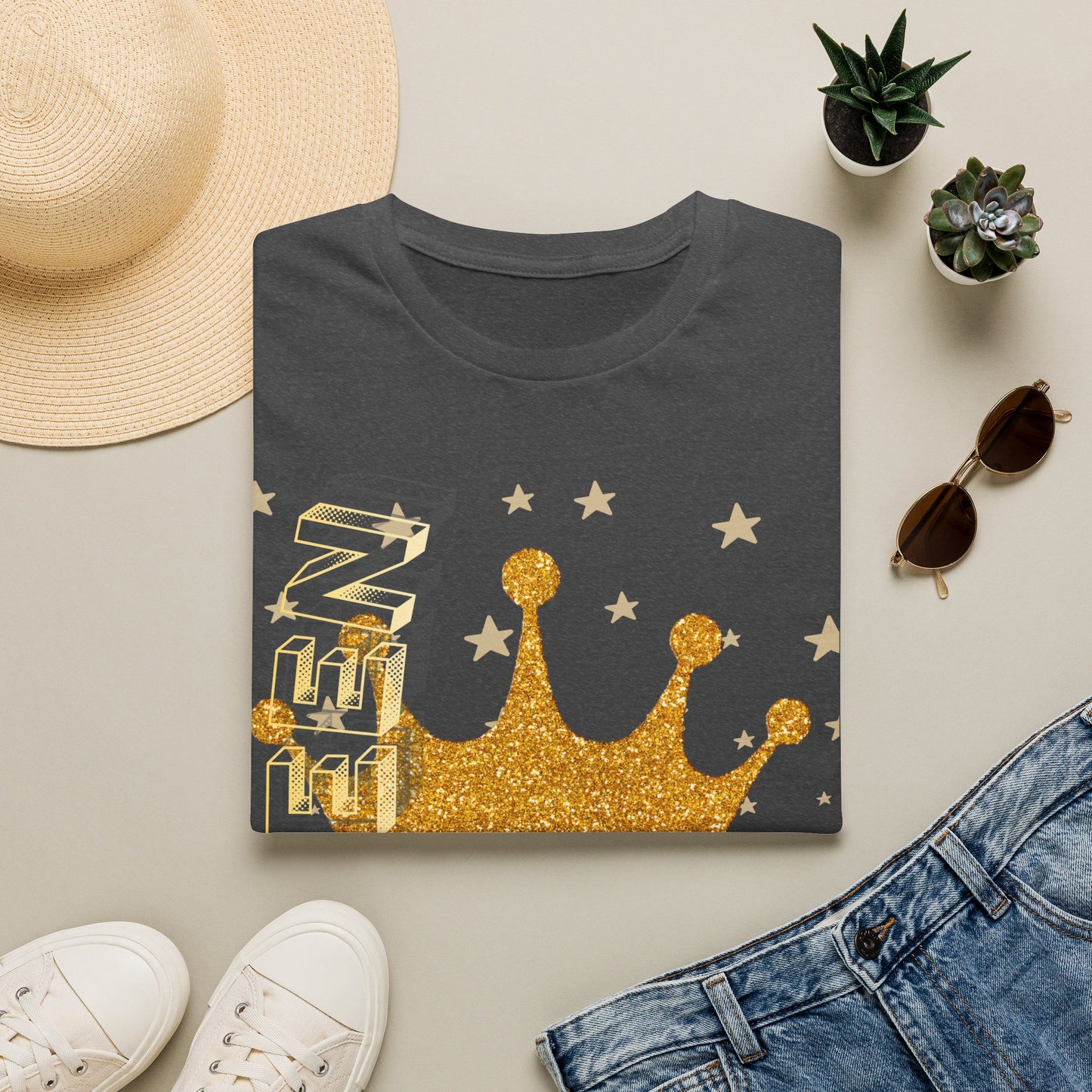 Gold Crown Tee — Glitter Queen Graphic T-Shirt