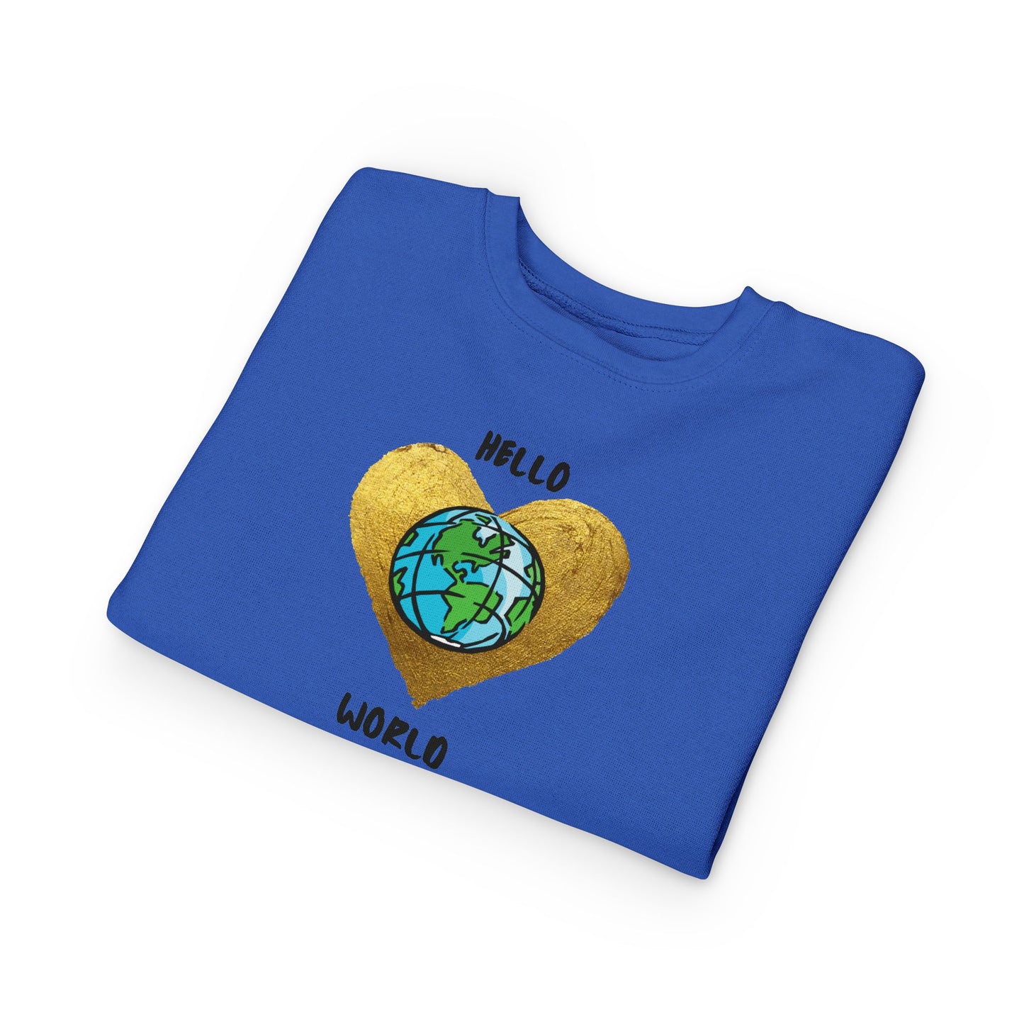 Toddler Sweatshirt - "Hello World" Earth Heart Graphic