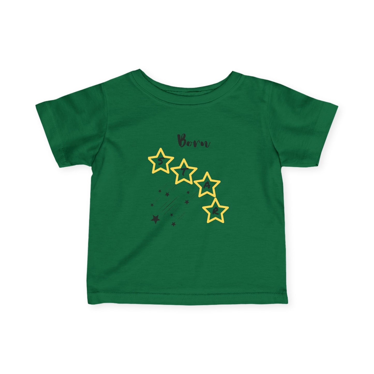 Infant Tee — "Born Star" Yellow Star Graphic Baby Shirt