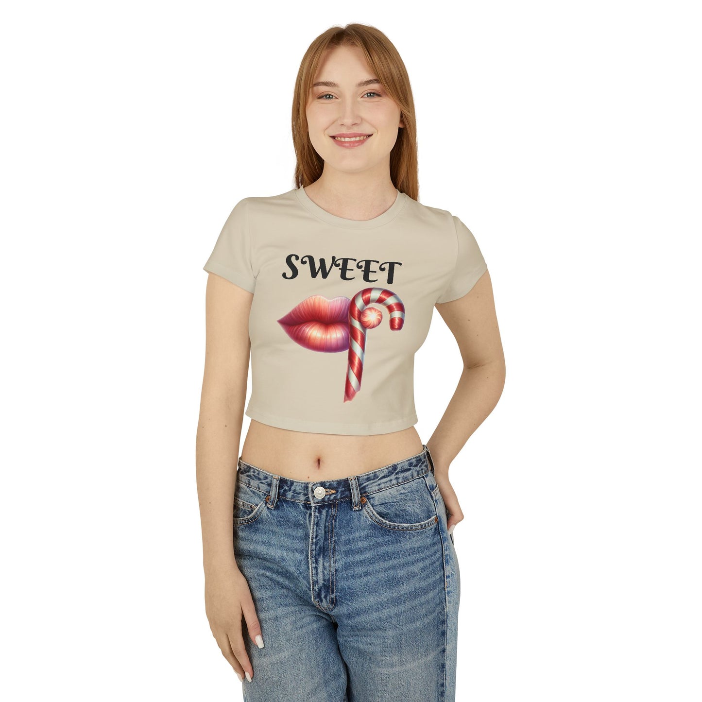 Sweet Candy Cane -Themed Women's Cropped Tee