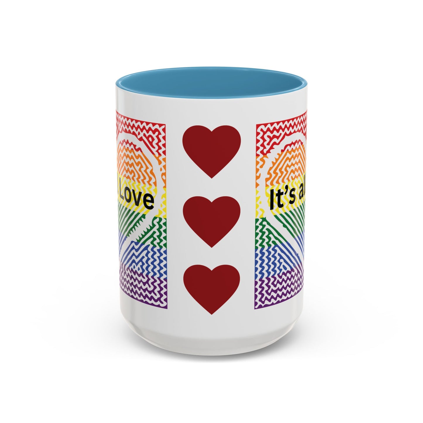 It's All Love Rainbow Heart Coffee Mug — Pride Accent Mug (11/15oz)