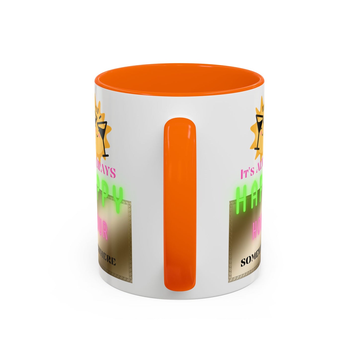 Coffee Mug — "It's Always Happy Hour Somewhere" Neon Sun Cocktail Accent Mug