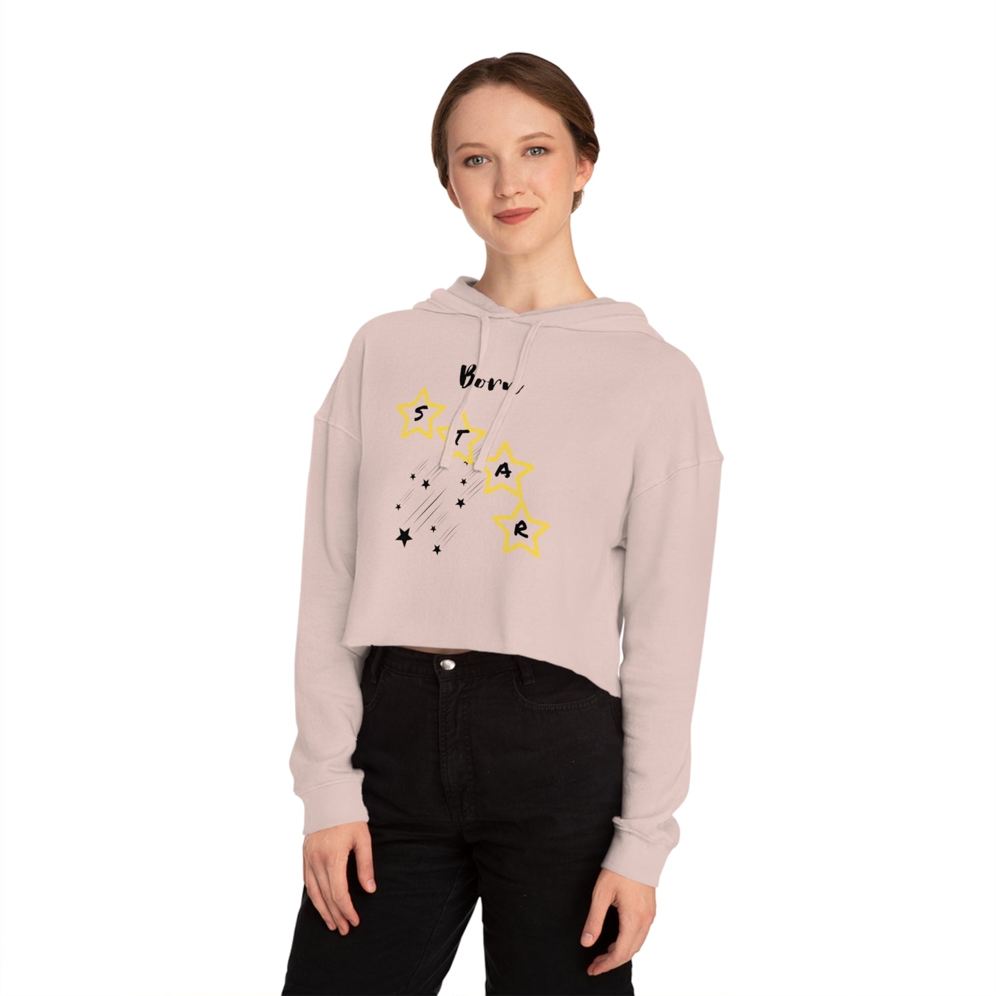 'Born Star' - Women’s Cropped Hoodie - Stylish & Comfortable Sweatshirt for Celebrations