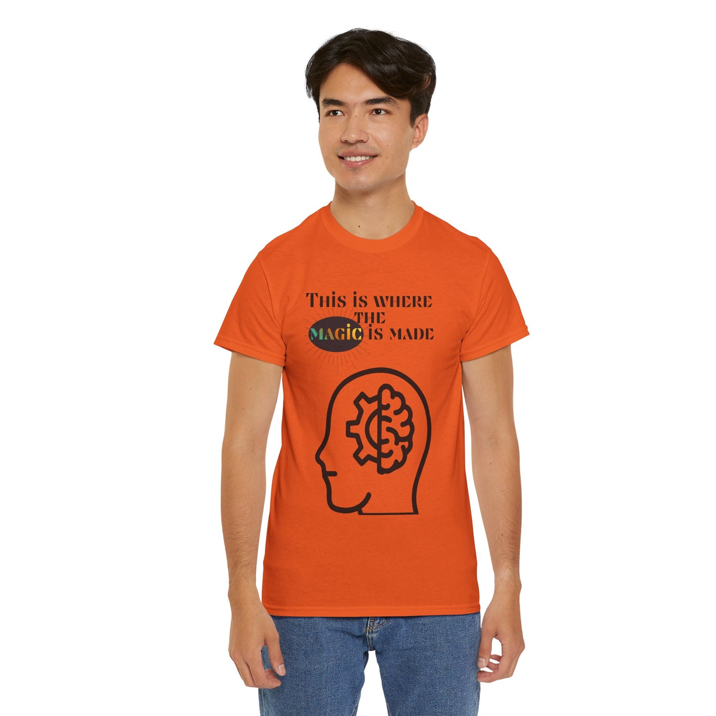 Brain + Gear Tee — "This Is Where the Magic Is Made" Creative Mind T-Shirt