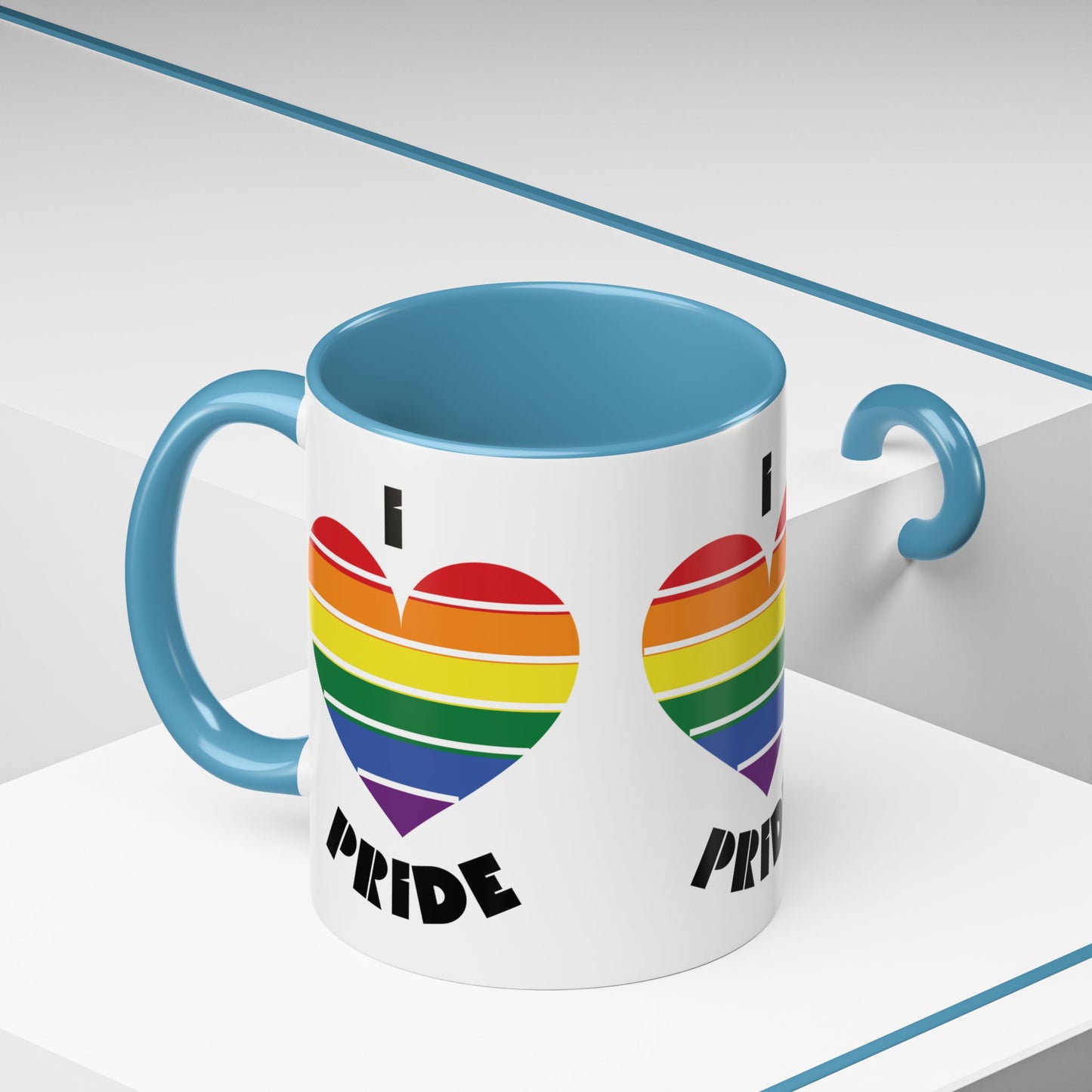 I Heart Pride Accent Coffee Mug – Rainbow Love 11/15oz
