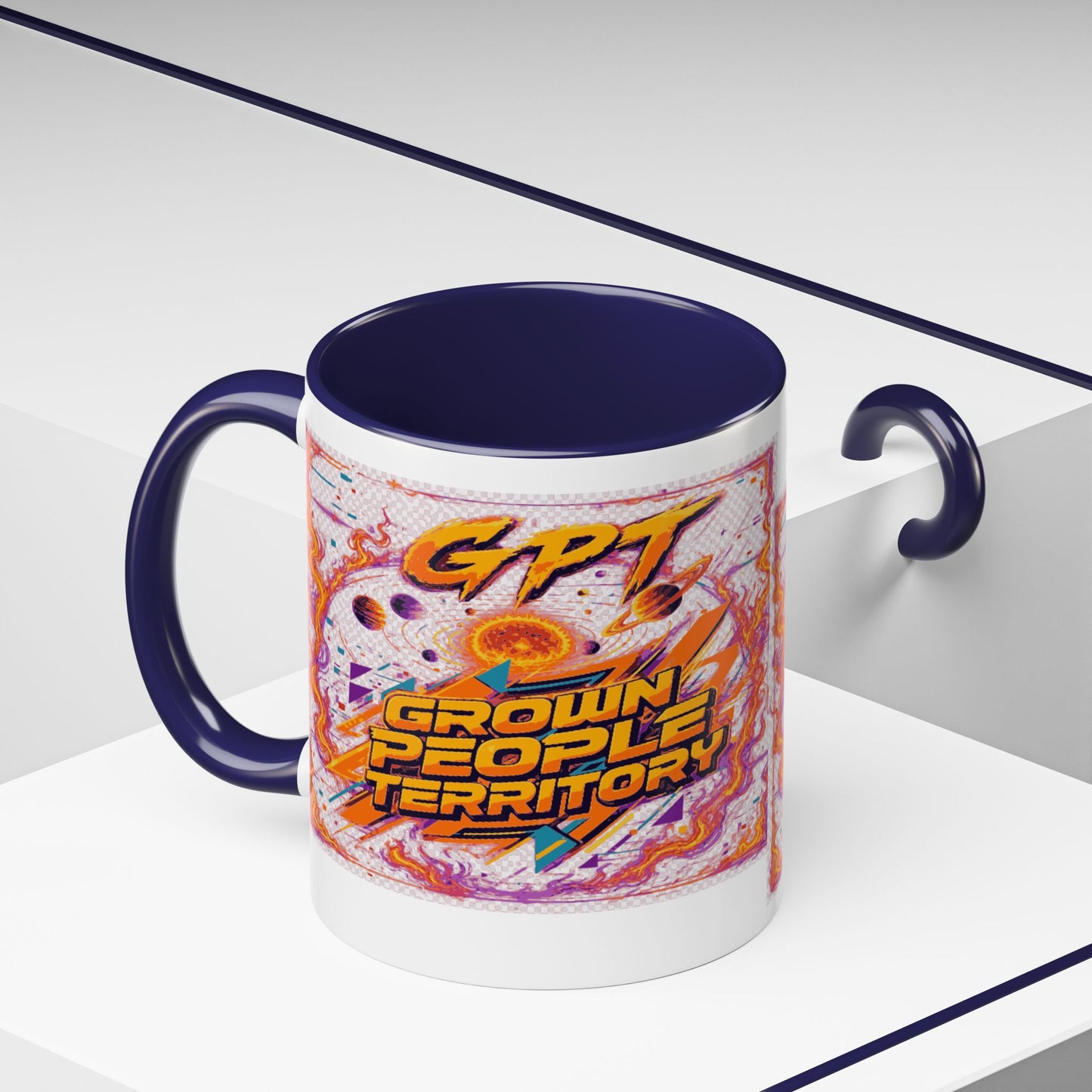 Accent Coffee Mug — "GPT: Grown People Territory" Bold Graphic Coffee Cup