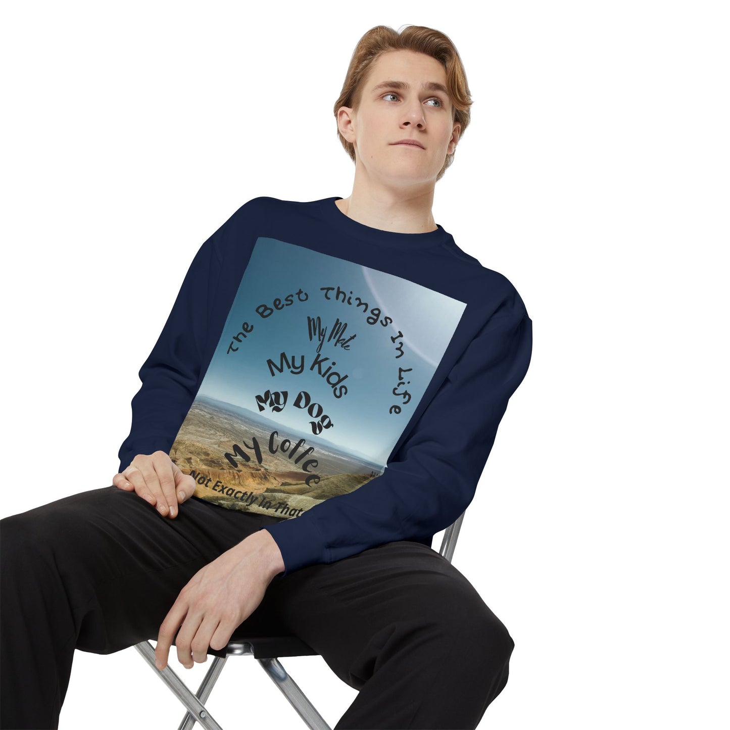 Coastal Family Vibes Sweatshirt — "The Best Things in Life" Graphic Crewneck