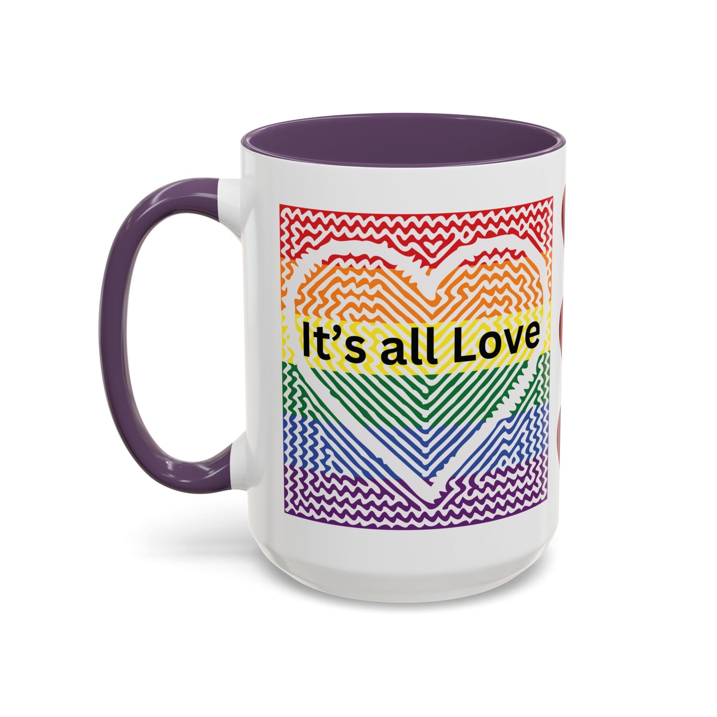 It's All Love Rainbow Heart Coffee Mug — Pride Accent Mug (11/15oz)