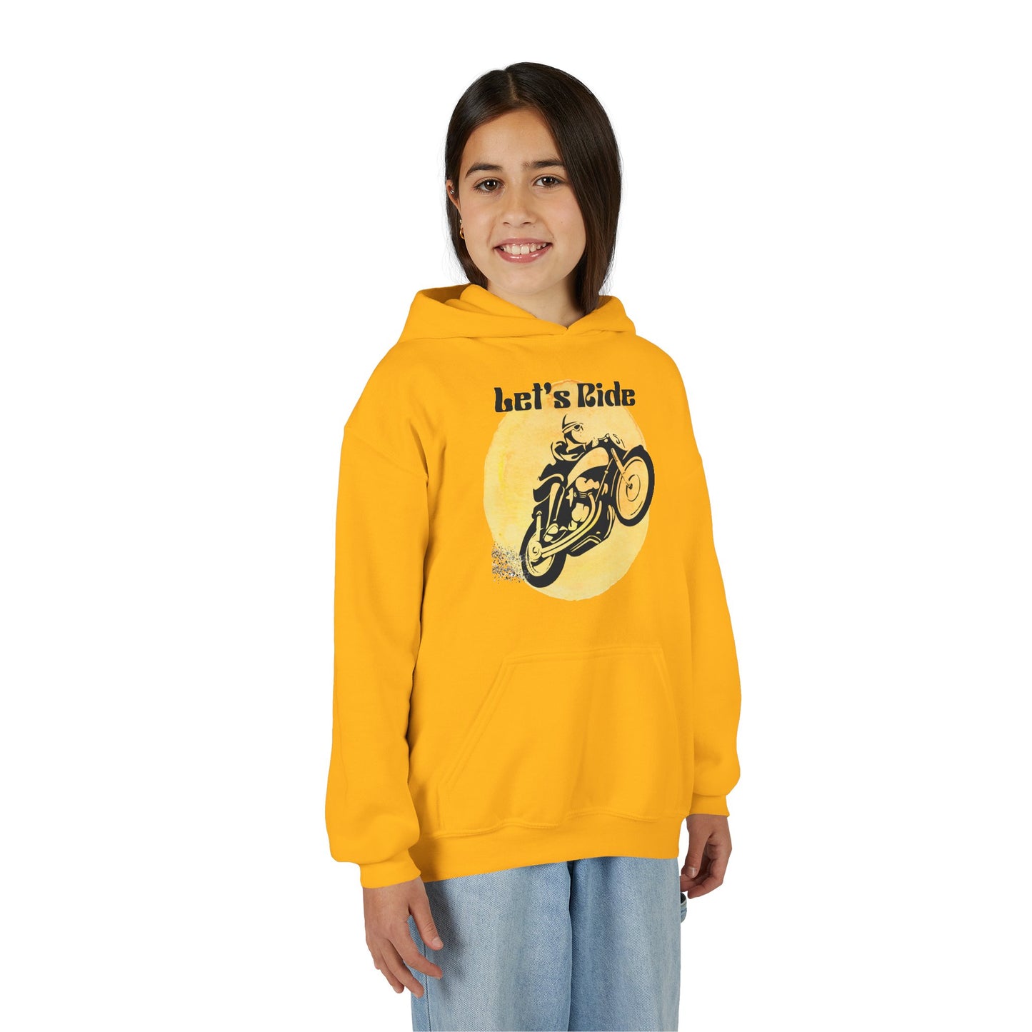 Youth Hoodie - "Let's Ride" Vintage Motorcycle Graphic