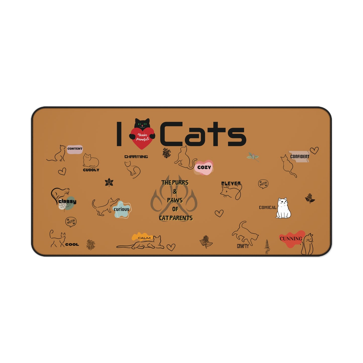 I Love Cats Desk Mat - Cozy Cat-Themed Office Accessory for Cat Lovers